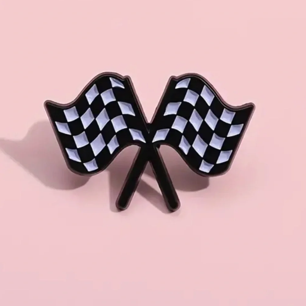 3/$25 Checkered Flags Pin Badge Brooch Unisex Racing Finish Line Flags